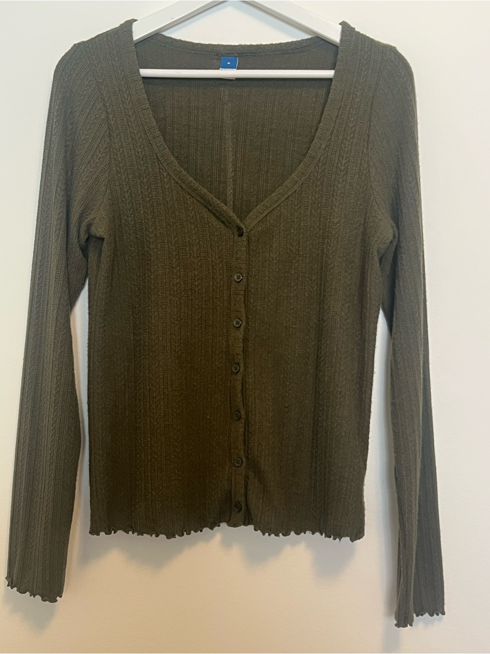 Old Navy Olive Ribbed Knit Cardigan